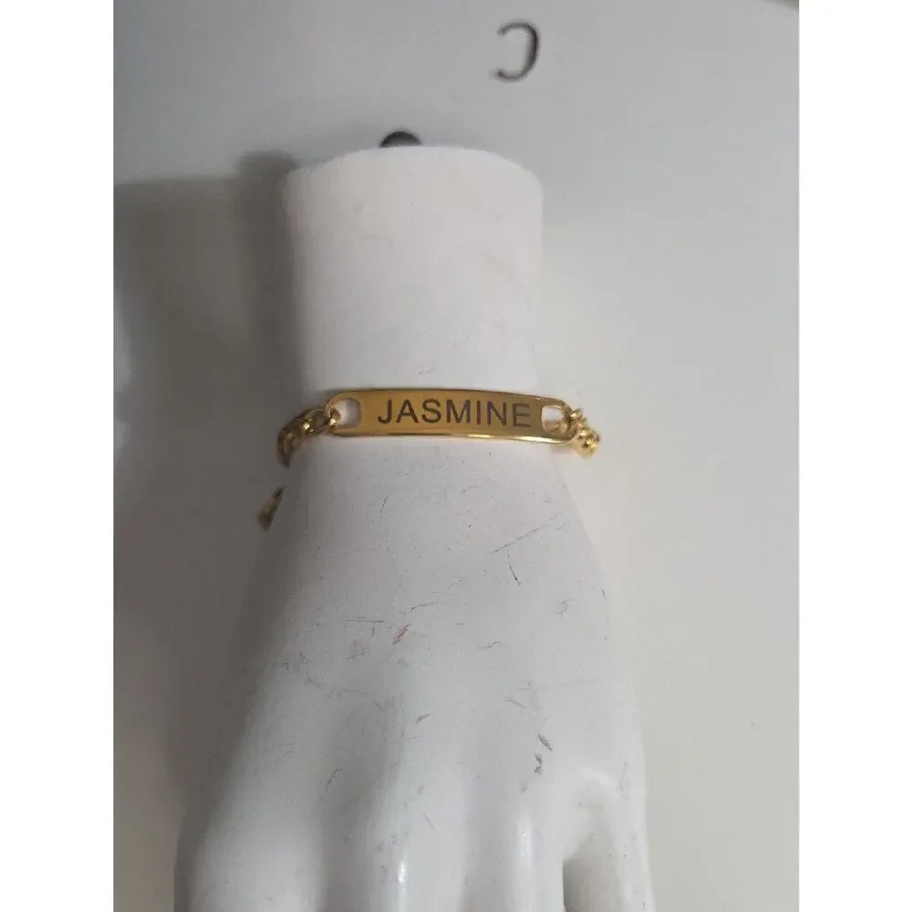 Gold Personalized Name Plate Bracelet - JASMINE